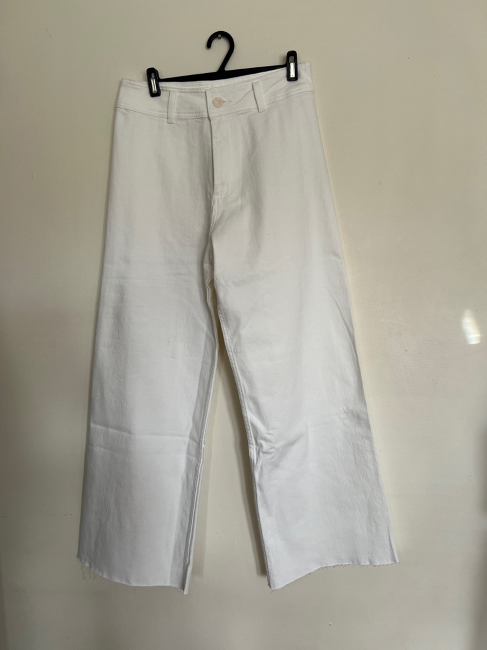 Off White Wide-Leg Raw Hem Jeans